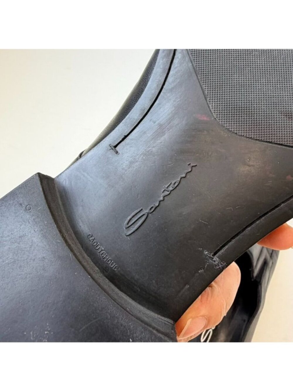Santoni Leather Slip-On Dress Loafers Men's Size 10D Black Made In Italy - Picture 9 of 10